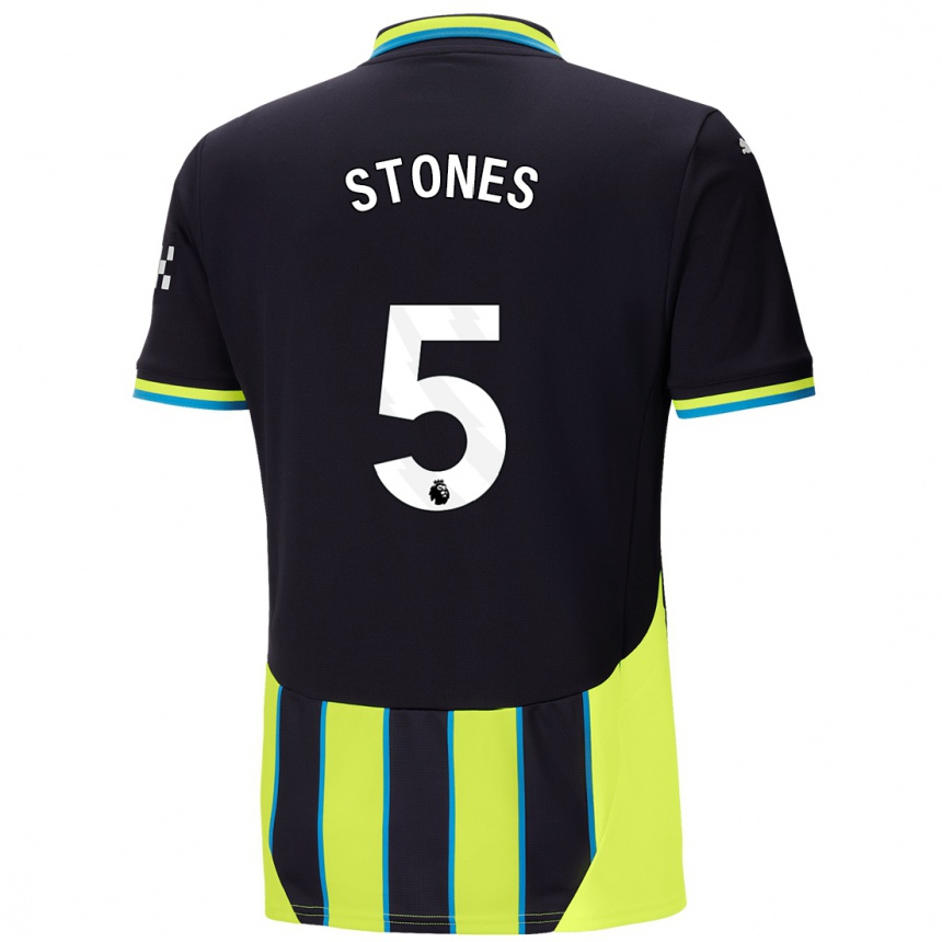 Gyermek Labdarúgás John Stones #5 Kék Sárga Idegenbeli Jersey 2024/25 Mez Póló Ing