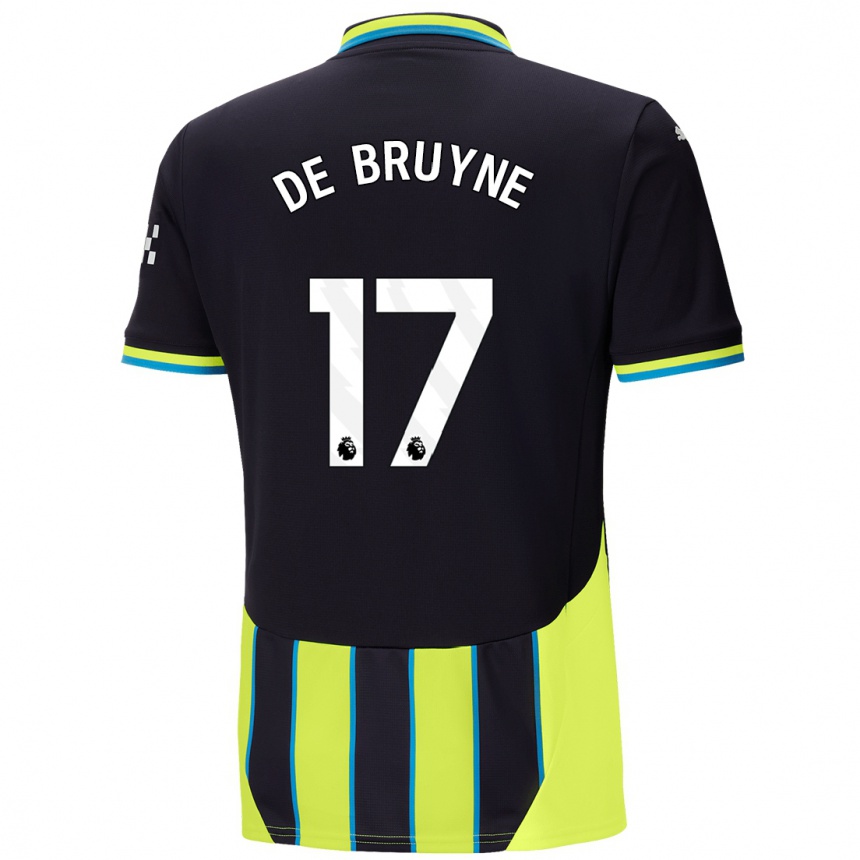 Gyermek Labdarúgás Kevin De Bruyne #17 Kék Sárga Idegenbeli Jersey 2024/25 Mez Póló Ing