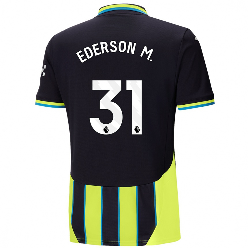 Gyermek Labdarúgás Ederson Moraes #31 Kék Sárga Idegenbeli Jersey 2024/25 Mez Póló Ing