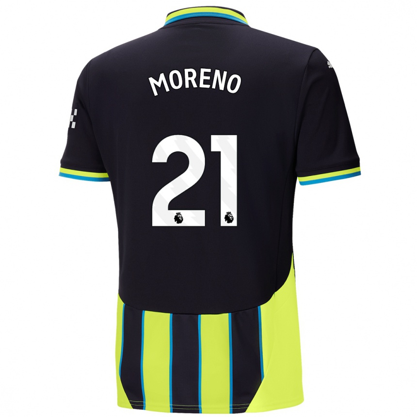 Gyermek Labdarúgás Marlos Moreno #21 Kék Sárga Idegenbeli Jersey 2024/25 Mez Póló Ing