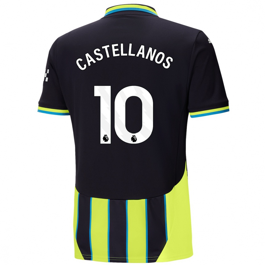 Gyermek Labdarúgás Deyna Castellanos #10 Kék Sárga Idegenbeli Jersey 2024/25 Mez Póló Ing