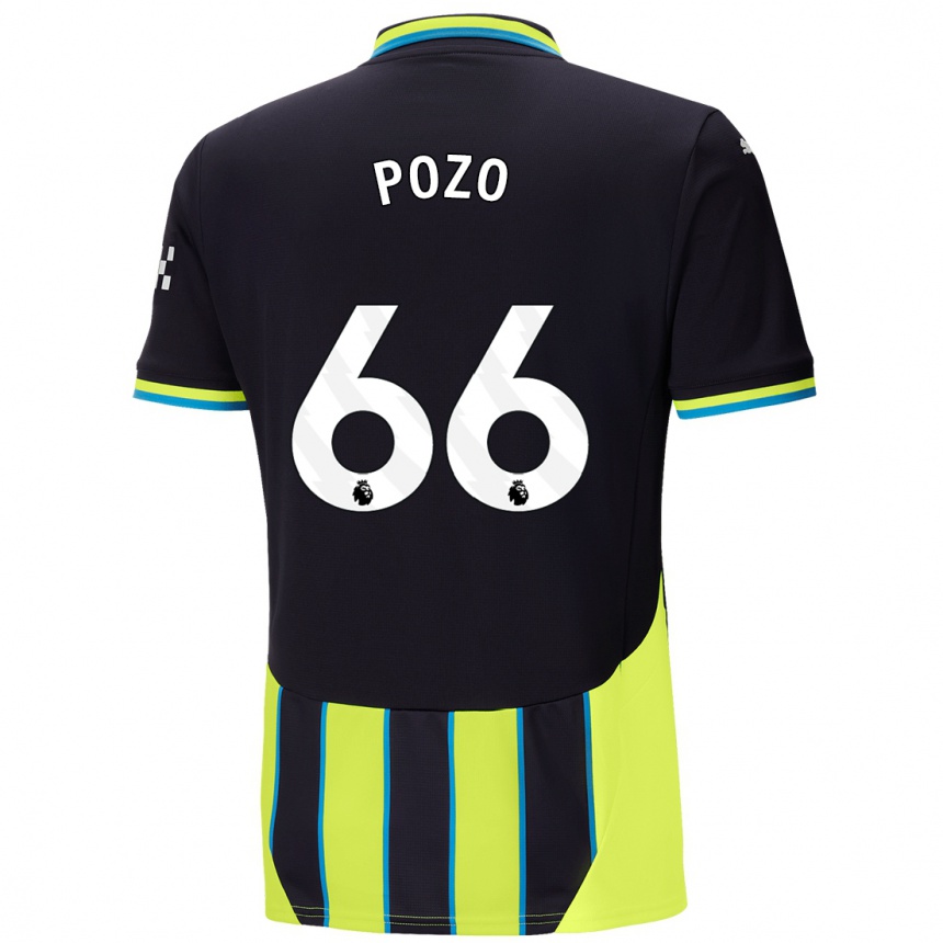 Gyermek Labdarúgás Iker Pozo #66 Kék Sárga Idegenbeli Jersey 2024/25 Mez Póló Ing