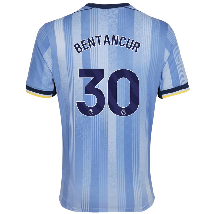 Gyermek Labdarúgás Rodrigo Bentancur #30 Világoskék Idegenbeli Jersey 2024/25 Mez Póló Ing