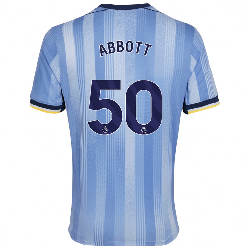 Gyermek Labdarúgás George Abbott #50 Világoskék Idegenbeli Jersey 2024/25 Mez Póló Ing