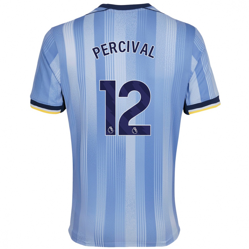 Gyermek Labdarúgás Ria Percival #12 Világoskék Idegenbeli Jersey 2024/25 Mez Póló Ing