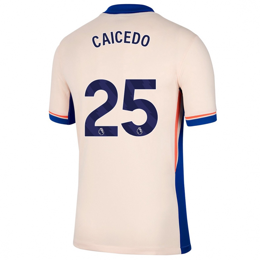 Gyermek Labdarúgás Moisés Caicedo #25 Világos Bézs Idegenbeli Jersey 2024/25 Mez Póló Ing