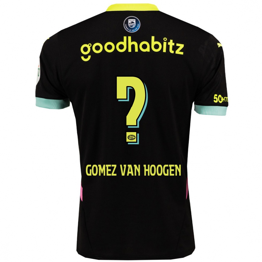 Gyermek Labdarúgás Samuel Gomez Van Hoogen #0 Fekete Sárga Idegenbeli Jersey 2024/25 Mez Póló Ing