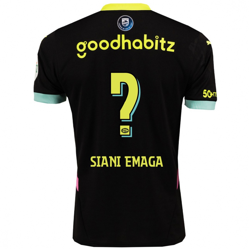 Gyermek Labdarúgás Ezechiel Siani Emaga #0 Fekete Sárga Idegenbeli Jersey 2024/25 Mez Póló Ing