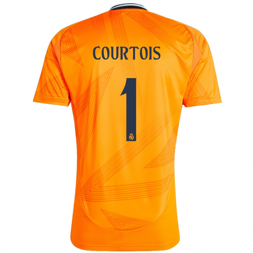 Gyermek Labdarúgás Thibaut Courtois #1 Narancs Idegenbeli Jersey 2024/25 Mez Póló Ing