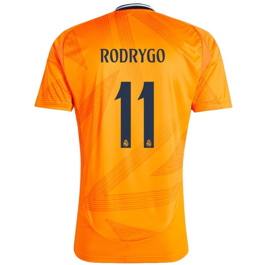 Gyermek Labdarúgás Rodrygo #11 Narancs Idegenbeli Jersey 2024/25 Mez Póló Ing