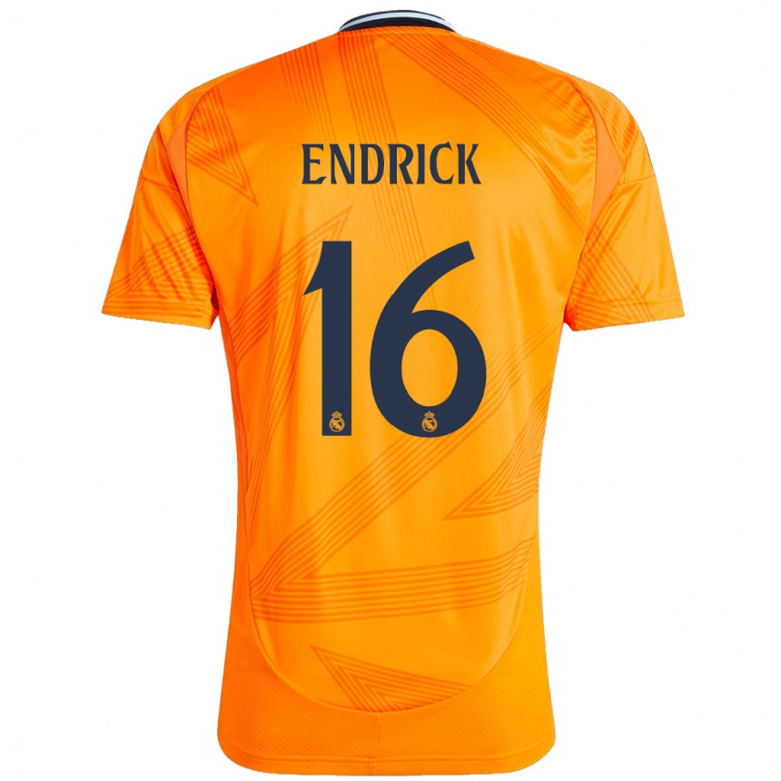 Gyermek Labdarúgás Endrick #16 Narancs Idegenbeli Jersey 2024/25 Mez Póló Ing