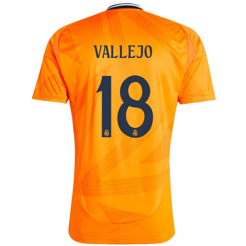 Gyermek Labdarúgás Jesus Vallejo #18 Narancs Idegenbeli Jersey 2024/25 Mez Póló Ing