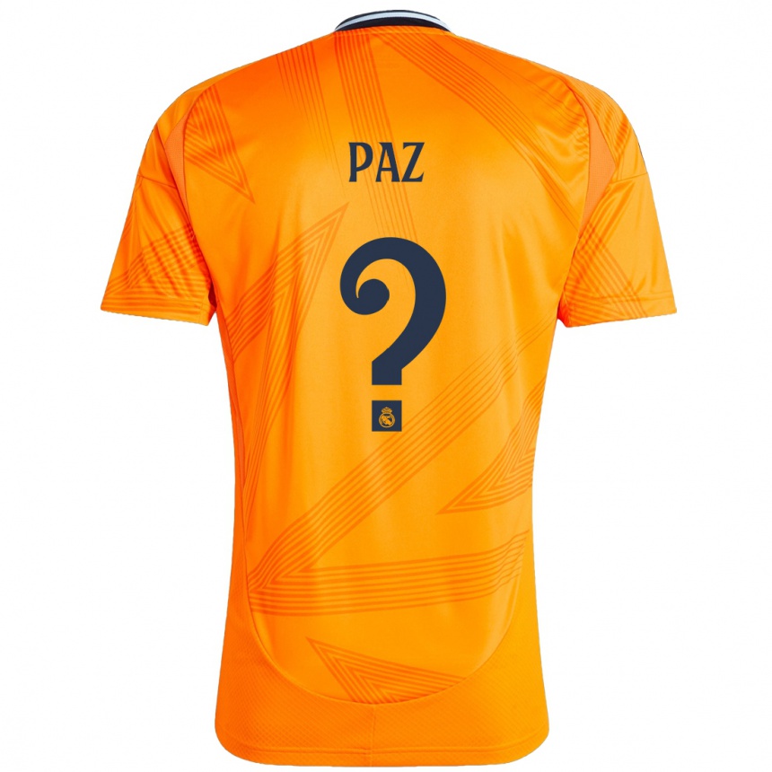 Gyermek Labdarúgás Nico Paz #0 Narancs Idegenbeli Jersey 2024/25 Mez Póló Ing