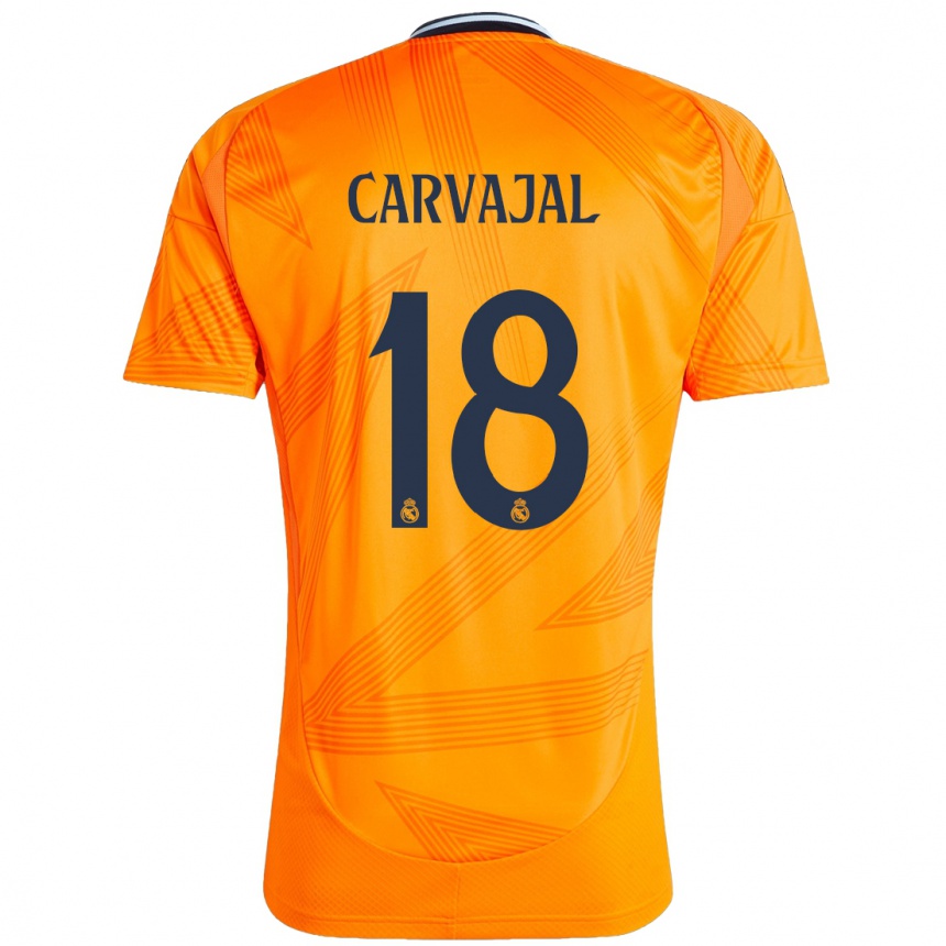 Gyermek Labdarúgás Angel Carvajal #18 Narancs Idegenbeli Jersey 2024/25 Mez Póló Ing