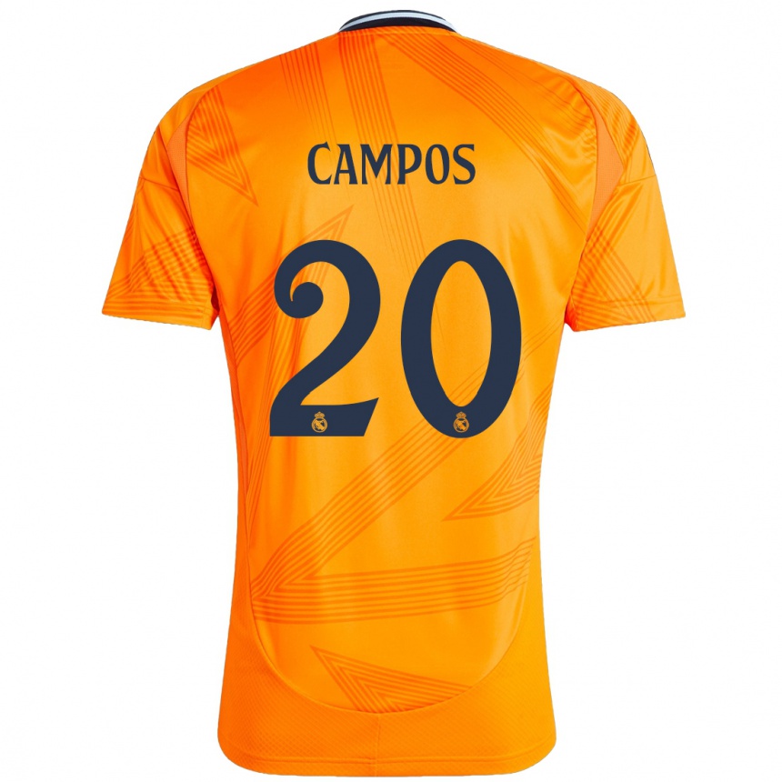 Gyermek Labdarúgás Andrés Campos #20 Narancs Idegenbeli Jersey 2024/25 Mez Póló Ing