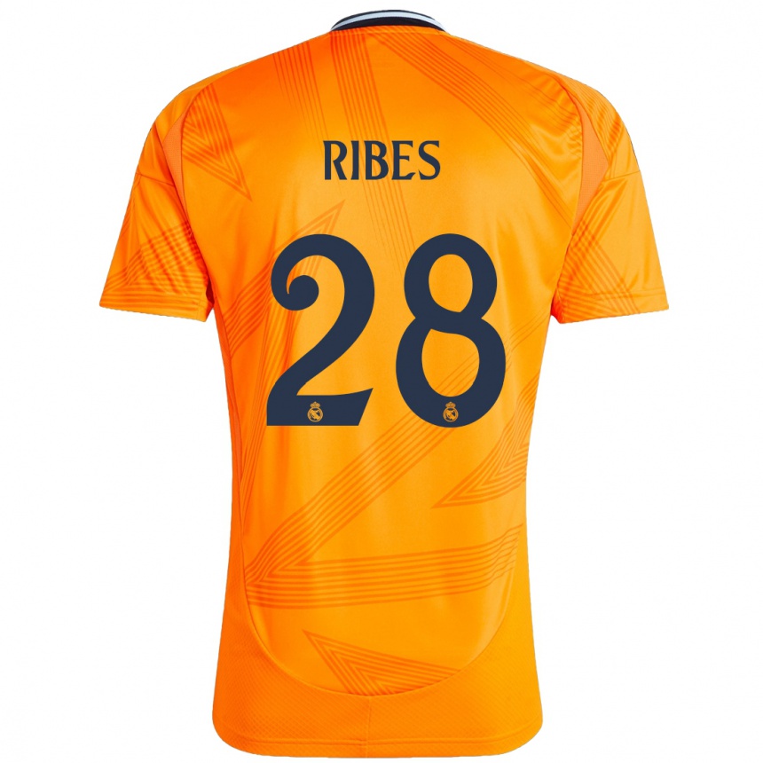 Gyermek Labdarúgás Kike Ribes #28 Narancs Idegenbeli Jersey 2024/25 Mez Póló Ing