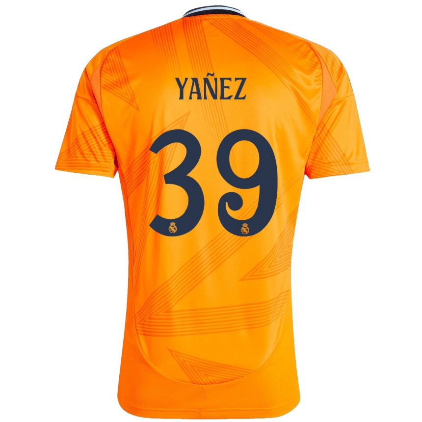 Gyermek Labdarúgás Daniel Yañez #39 Narancs Idegenbeli Jersey 2024/25 Mez Póló Ing