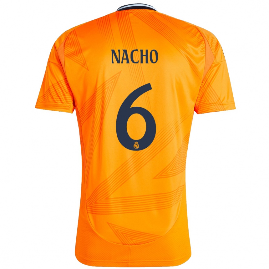 Gyermek Labdarúgás Nacho Fernandez #6 Narancs Idegenbeli Jersey 2024/25 Mez Póló Ing