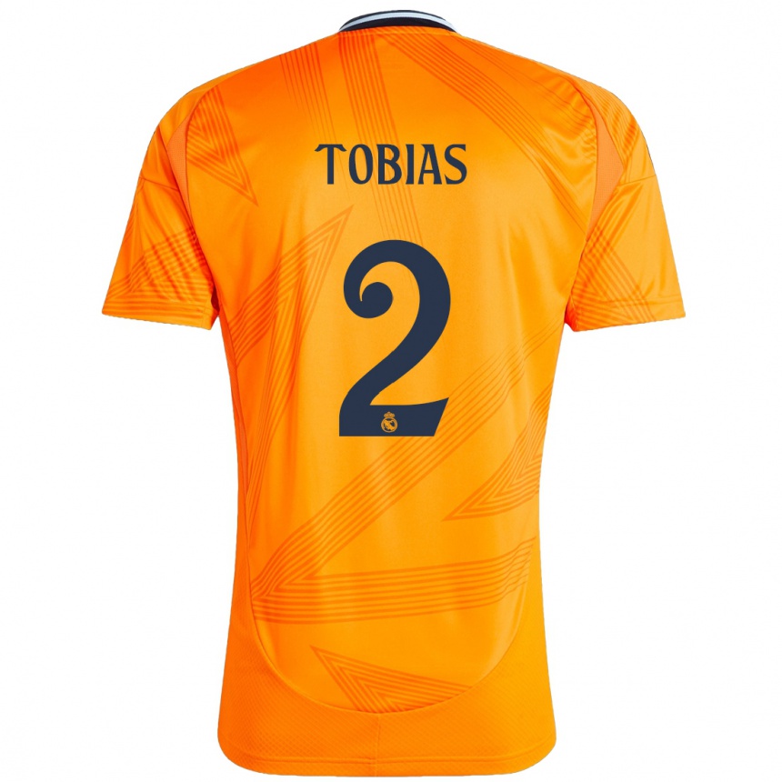 Gyermek Labdarúgás Vinícius Tobias #2 Narancs Idegenbeli Jersey 2024/25 Mez Póló Ing