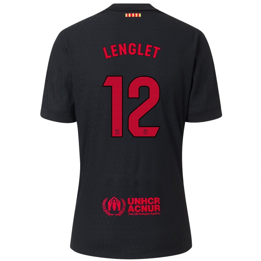 Gyermek Labdarúgás Clement Lenglet #12 Fekete Piros Idegenbeli Jersey 2024/25 Mez Póló Ing