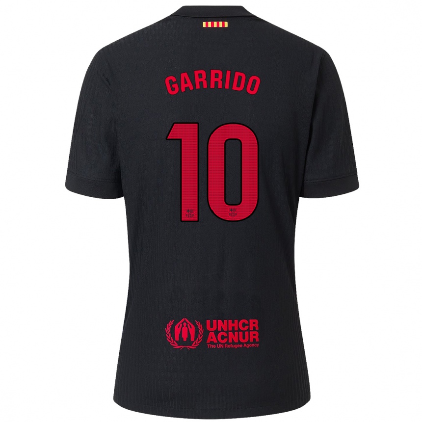 Gyermek Labdarúgás Aleix Garrido #10 Fekete Piros Idegenbeli Jersey 2024/25 Mez Póló Ing