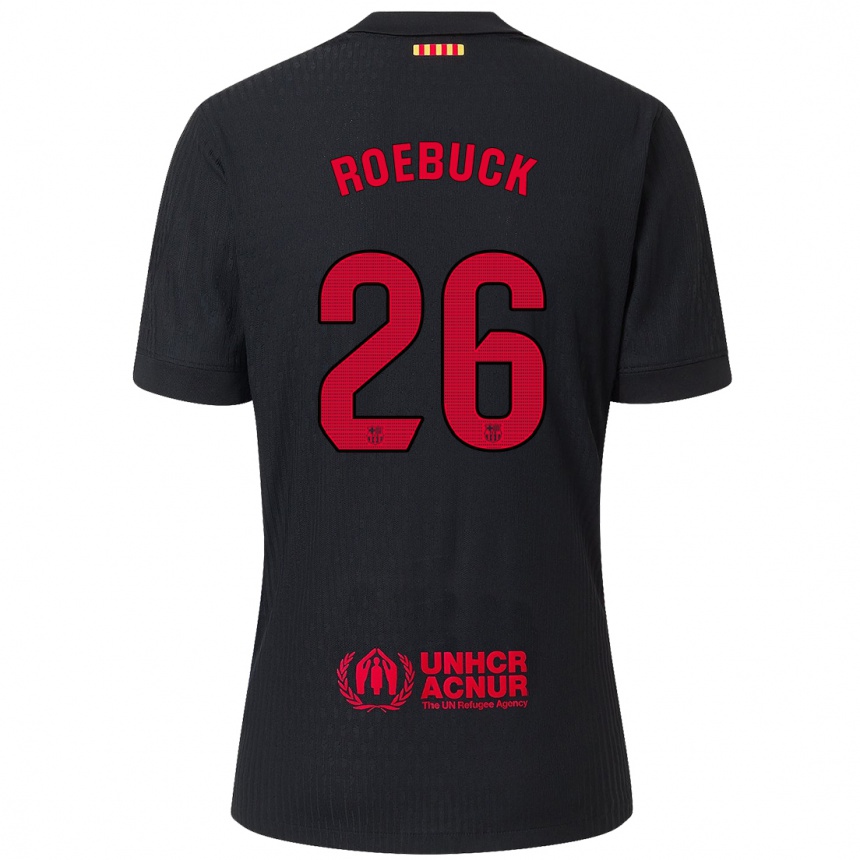 Gyermek Labdarúgás Ellie Roebuck #26 Fekete Piros Idegenbeli Jersey 2024/25 Mez Póló Ing