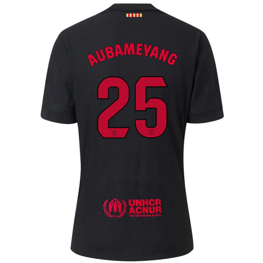 Gyermek Labdarúgás Pierre Emerick Aubameyang #25 Fekete Piros Idegenbeli Jersey 2024/25 Mez Póló Ing