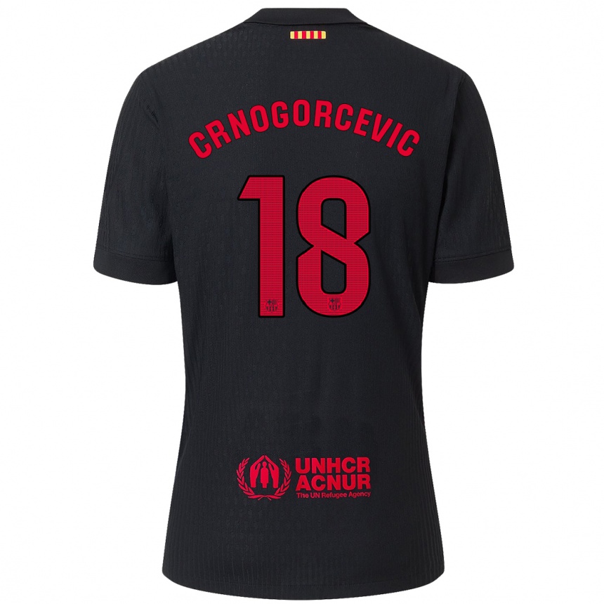 Gyermek Labdarúgás Ana-Maria Crnogorcevic #18 Fekete Piros Idegenbeli Jersey 2024/25 Mez Póló Ing