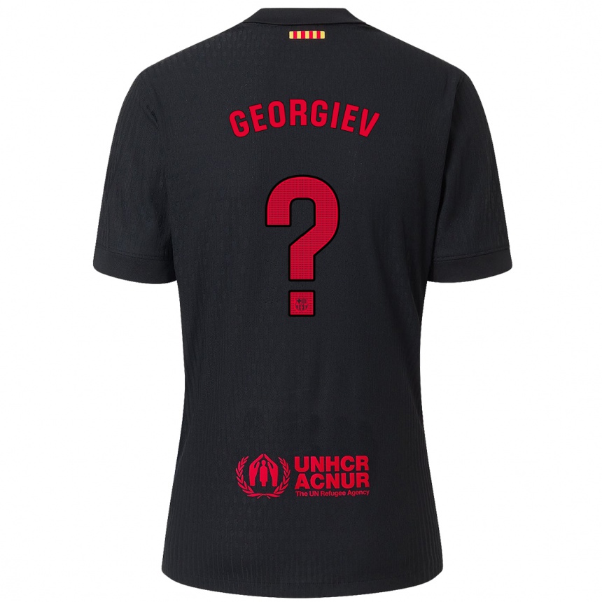 Gyermek Labdarúgás Martin Georgiev #0 Fekete Piros Idegenbeli Jersey 2024/25 Mez Póló Ing