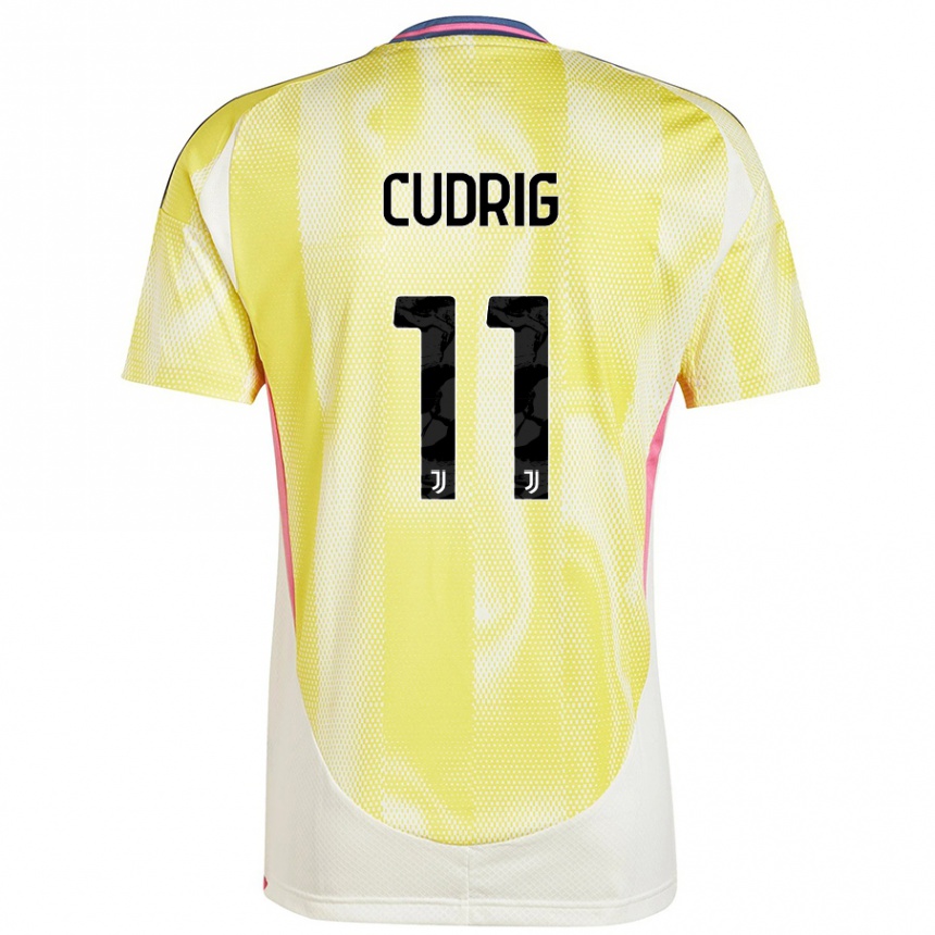 Gyermek Labdarúgás Nicolò Cudrig #11 Napsárga Idegenbeli Jersey 2024/25 Mez Póló Ing