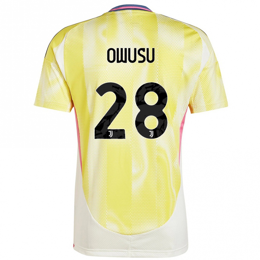 Gyermek Labdarúgás Augusto Owusu #28 Napsárga Idegenbeli Jersey 2024/25 Mez Póló Ing