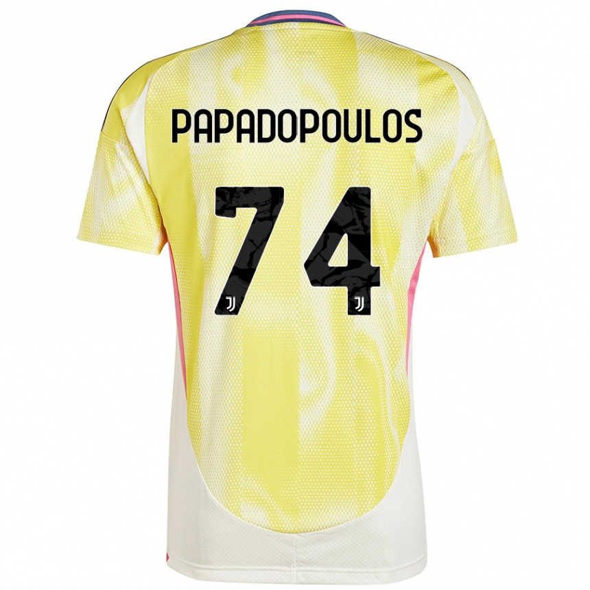 Gyermek Labdarúgás Christos Papadopoulos #74 Napsárga Idegenbeli Jersey 2024/25 Mez Póló Ing