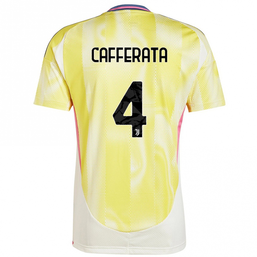 Gyermek Labdarúgás Federica Cafferata #4 Napsárga Idegenbeli Jersey 2024/25 Mez Póló Ing