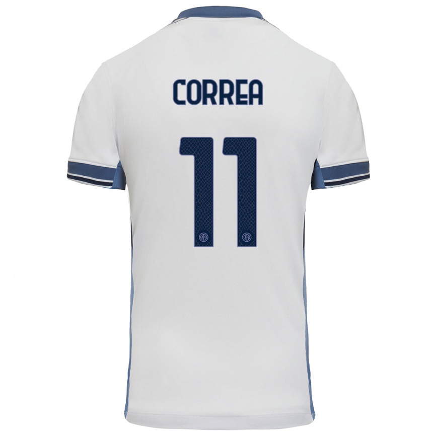 Gyermek Labdarúgás Joaquin Correa #11 Fehér Szürke Idegenbeli Jersey 2024/25 Mez Póló Ing