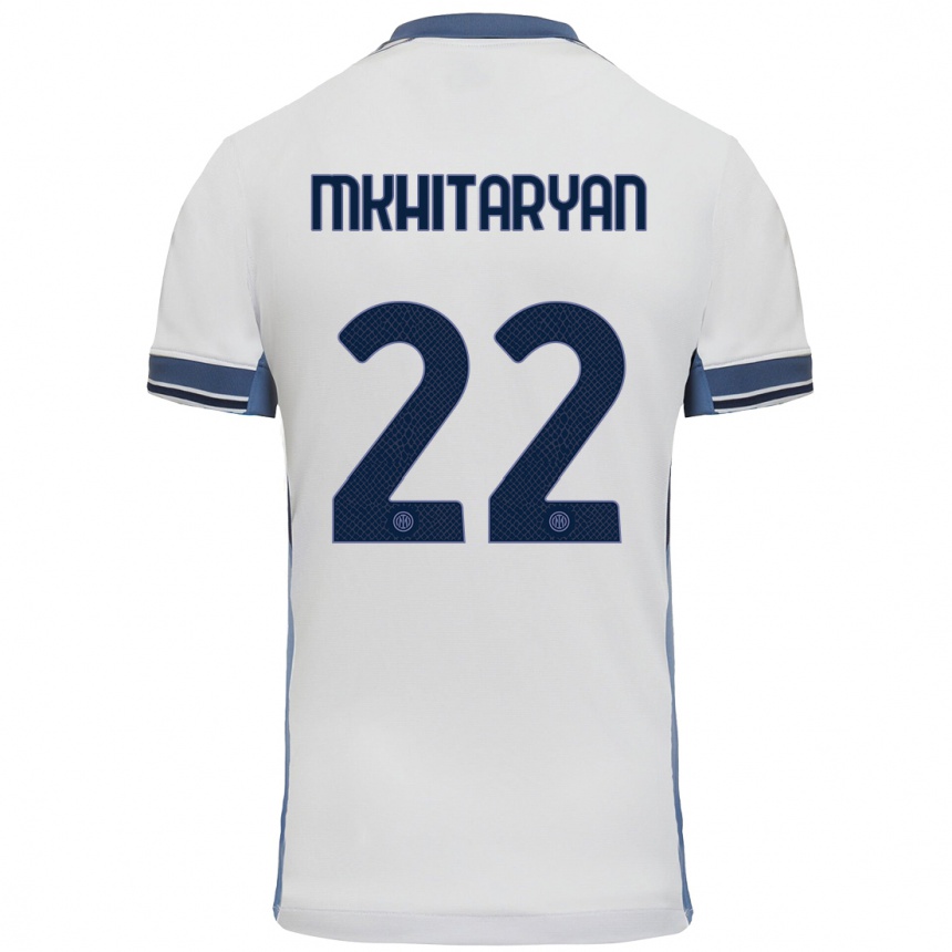 Gyermek Labdarúgás Henrikh Mkhitaryan #22 Fehér Szürke Idegenbeli Jersey 2024/25 Mez Póló Ing