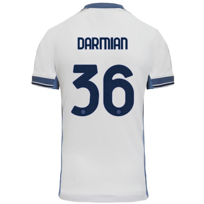 Gyermek Labdarúgás Matteo Darmian #36 Fehér Szürke Idegenbeli Jersey 2024/25 Mez Póló Ing