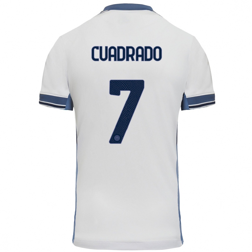 Gyermek Labdarúgás Juan Cuadrado #7 Fehér Szürke Idegenbeli Jersey 2024/25 Mez Póló Ing