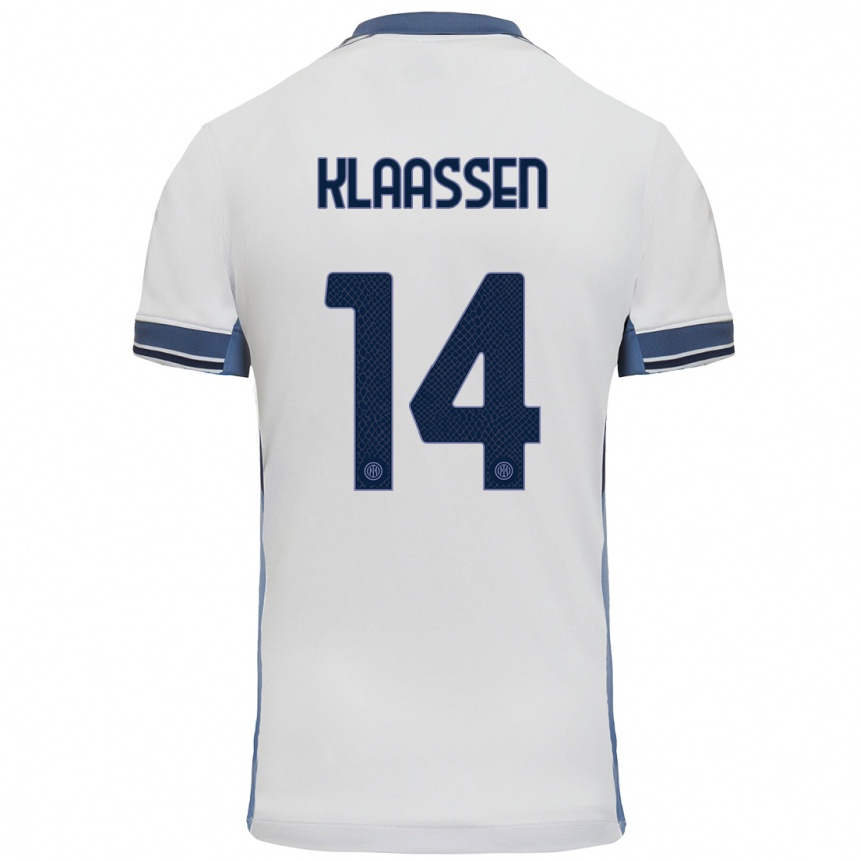 Gyermek Labdarúgás Davy Klaassen #14 Fehér Szürke Idegenbeli Jersey 2024/25 Mez Póló Ing