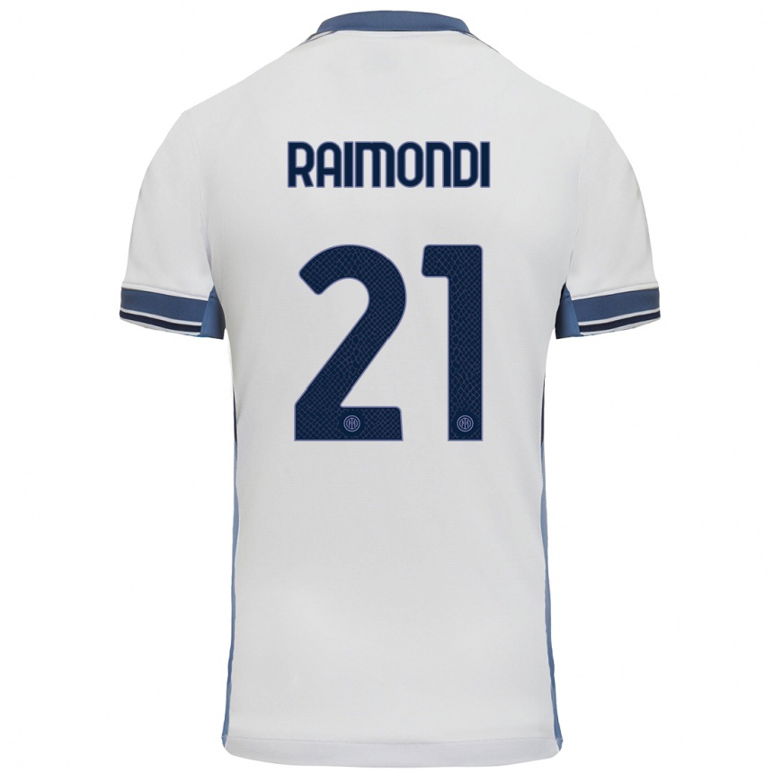 Gyermek Labdarúgás Paolo Raimondi #21 Fehér Szürke Idegenbeli Jersey 2024/25 Mez Póló Ing