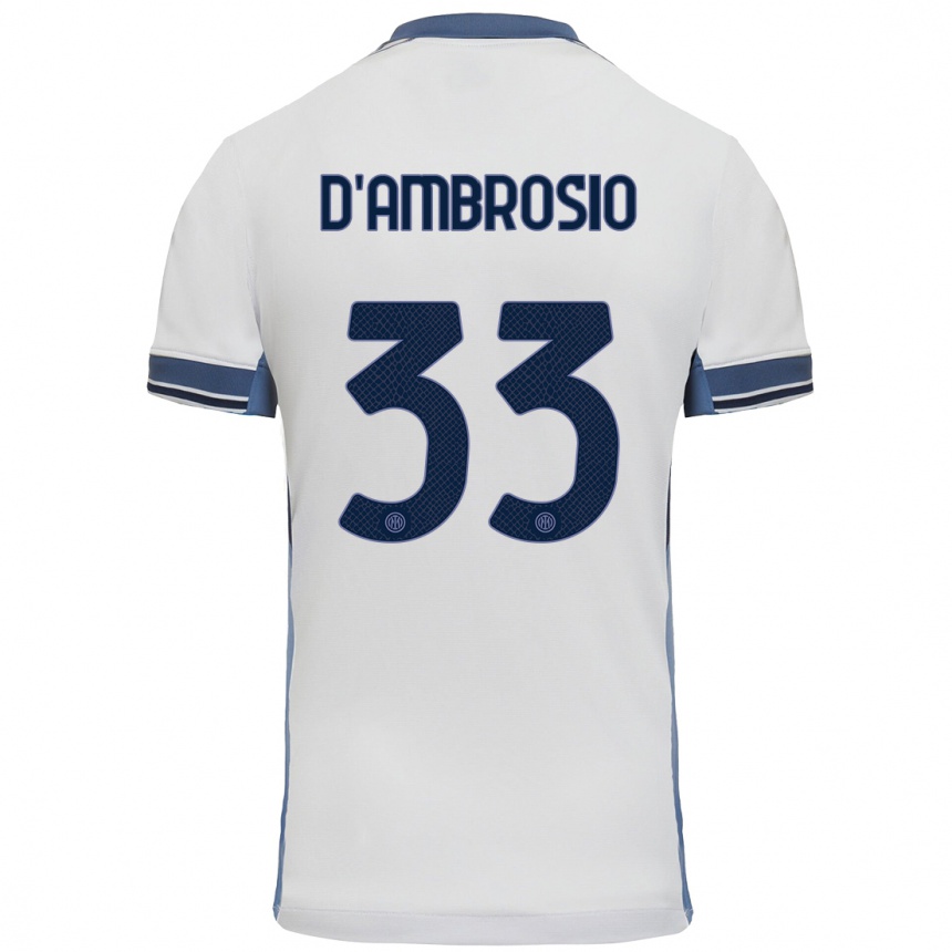 Gyermek Labdarúgás Danilo D'ambrosio #33 Fehér Szürke Idegenbeli Jersey 2024/25 Mez Póló Ing