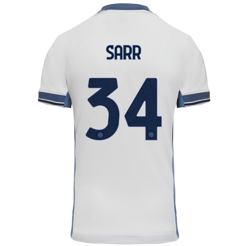 Gyermek Labdarúgás Amadou Sarr #34 Fehér Szürke Idegenbeli Jersey 2024/25 Mez Póló Ing