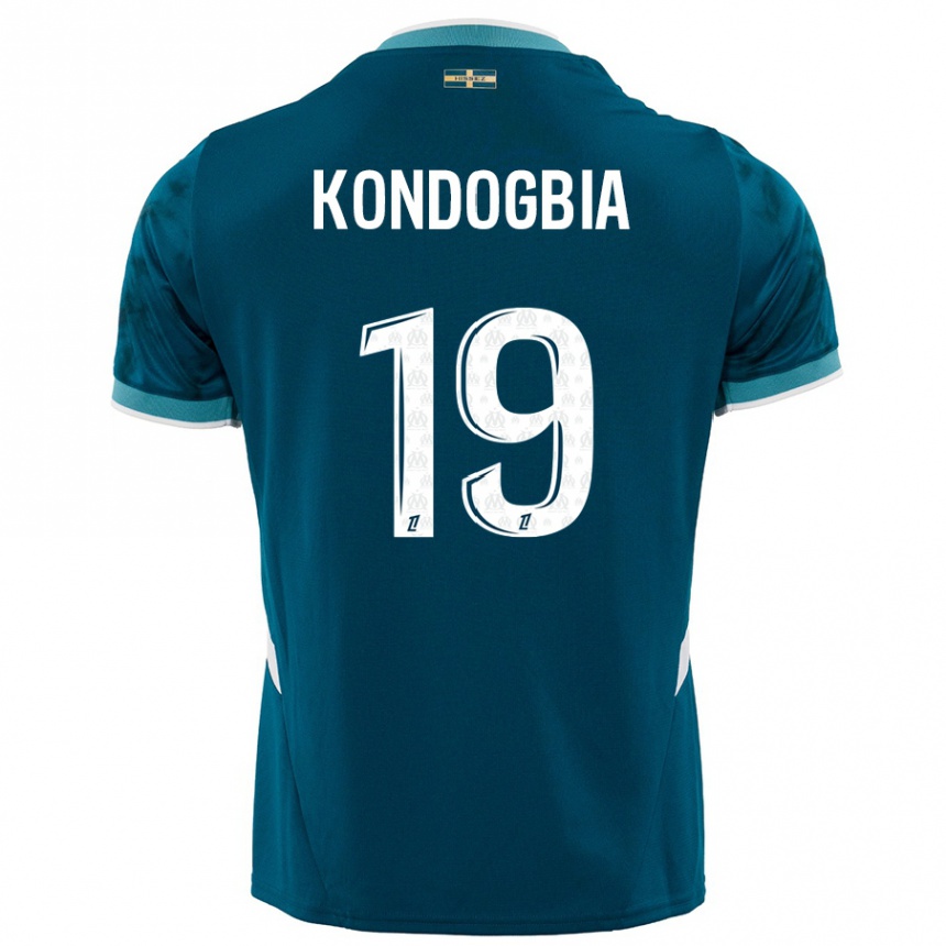 Gyermek Labdarúgás Geoffrey Kondogbia #19 Türkizkék Idegenbeli Jersey 2024/25 Mez Póló Ing