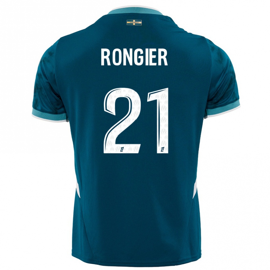 Gyermek Labdarúgás Valentin Rongier #21 Türkizkék Idegenbeli Jersey 2024/25 Mez Póló Ing