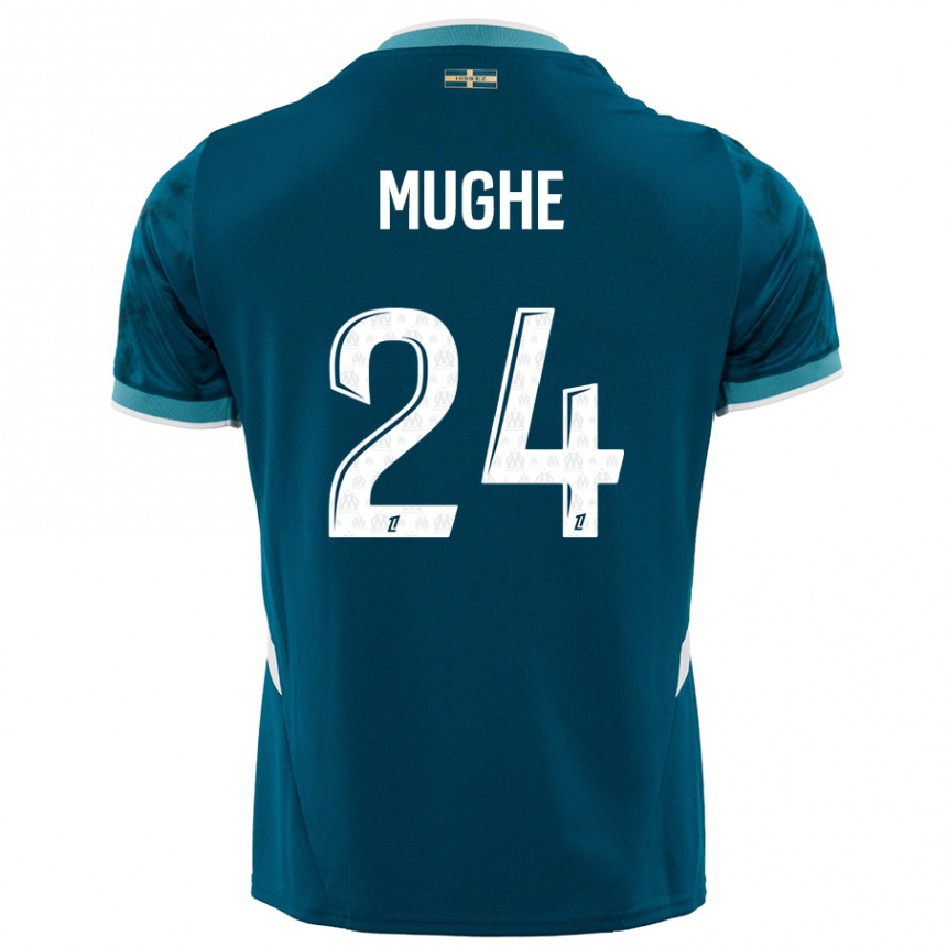 Gyermek Labdarúgás François Mughe #24 Türkizkék Idegenbeli Jersey 2024/25 Mez Póló Ing