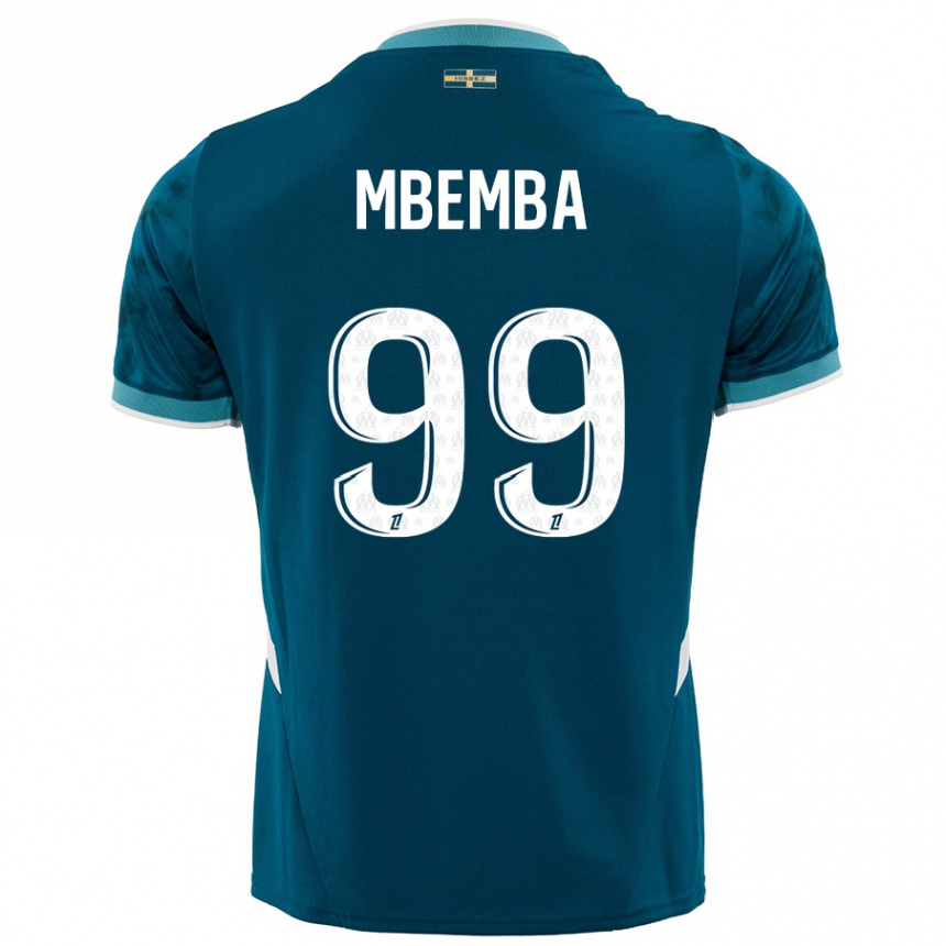 Gyermek Labdarúgás Chancel Mbemba #99 Türkizkék Idegenbeli Jersey 2024/25 Mez Póló Ing