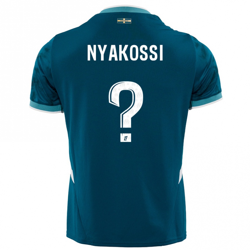 Gyermek Labdarúgás Roggerio Nyakossi #0 Türkizkék Idegenbeli Jersey 2024/25 Mez Póló Ing