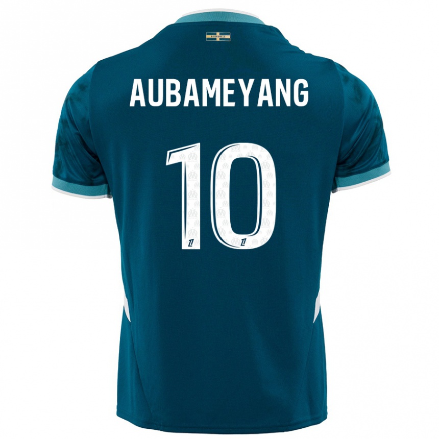 Gyermek Labdarúgás Pierre-Emerick Aubameyang #10 Türkizkék Idegenbeli Jersey 2024/25 Mez Póló Ing