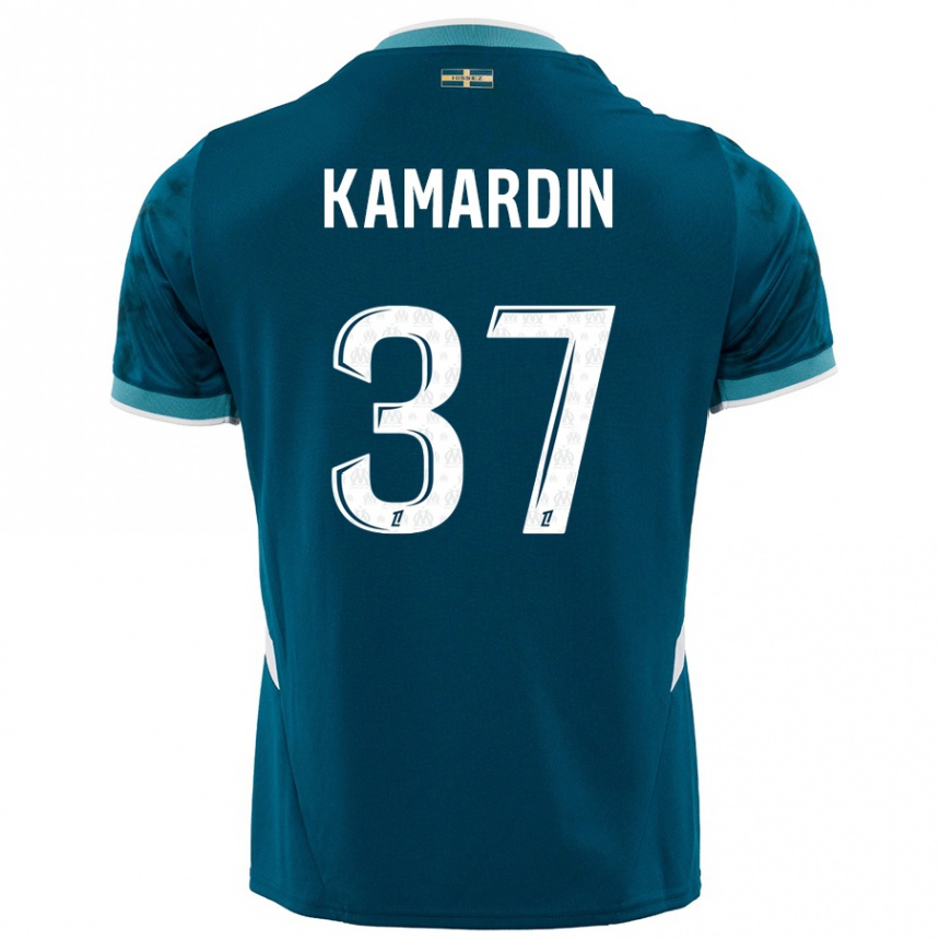 Gyermek Labdarúgás Aaron Kamardin #37 Türkizkék Idegenbeli Jersey 2024/25 Mez Póló Ing