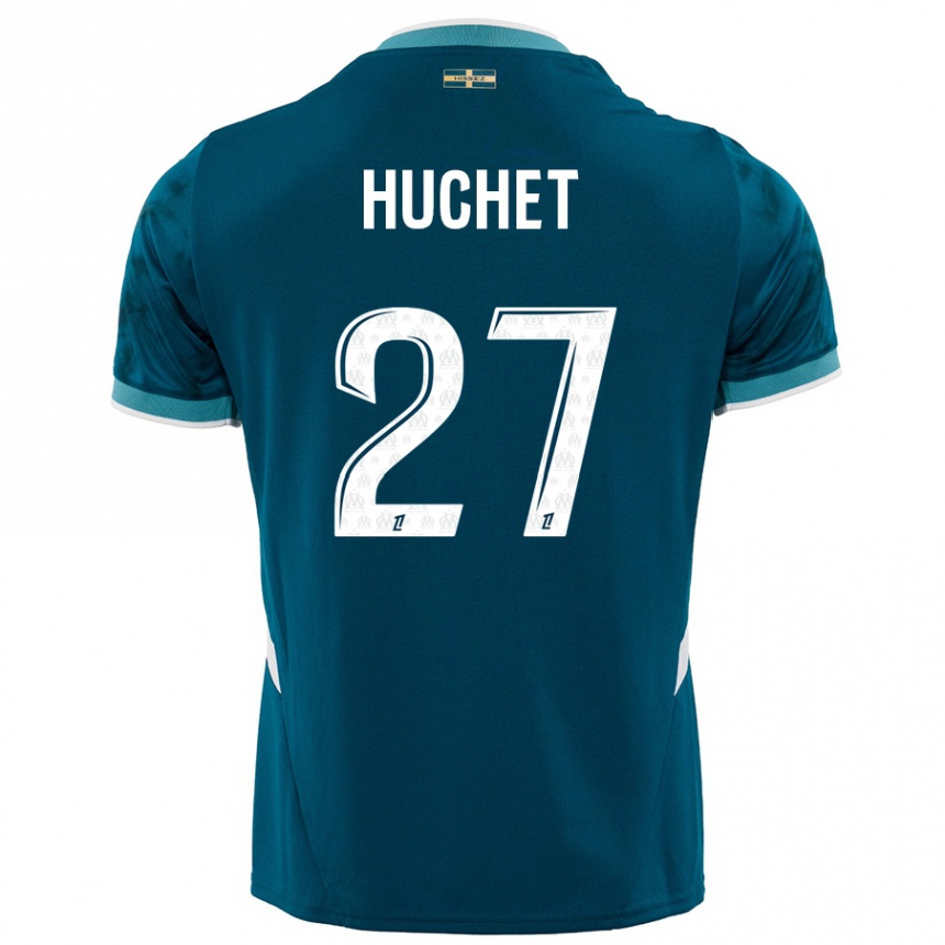 Gyermek Labdarúgás Sarah Huchet #27 Türkizkék Idegenbeli Jersey 2024/25 Mez Póló Ing