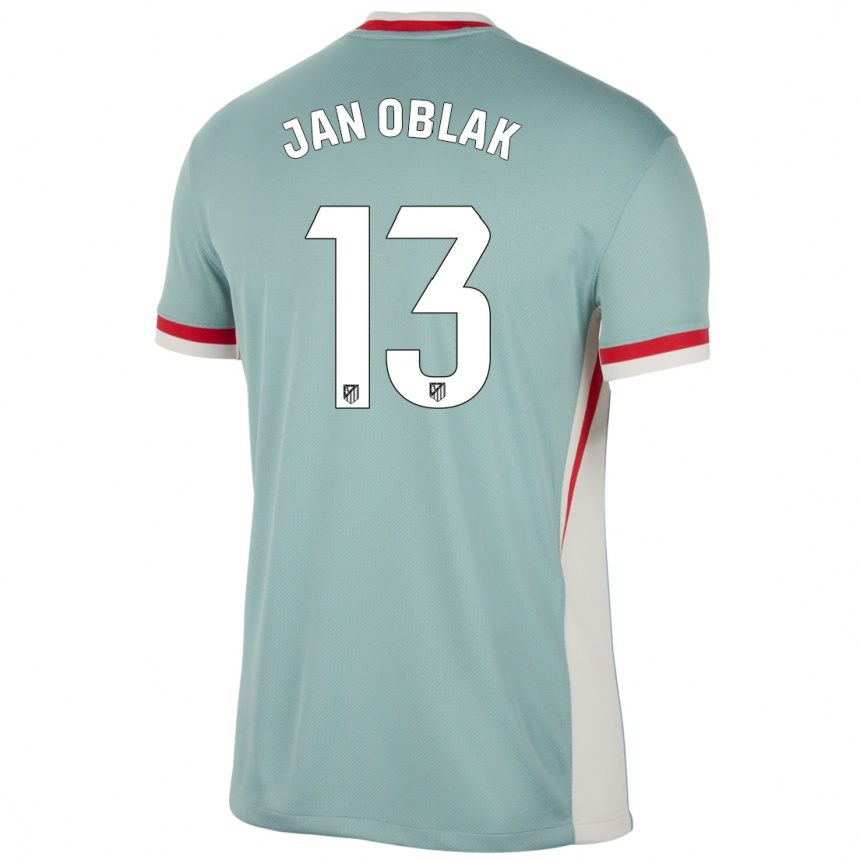 Gyermek Labdarúgás Jan Oblak #13 Világos Bézs Kék Idegenbeli Jersey 2024/25 Mez Póló Ing